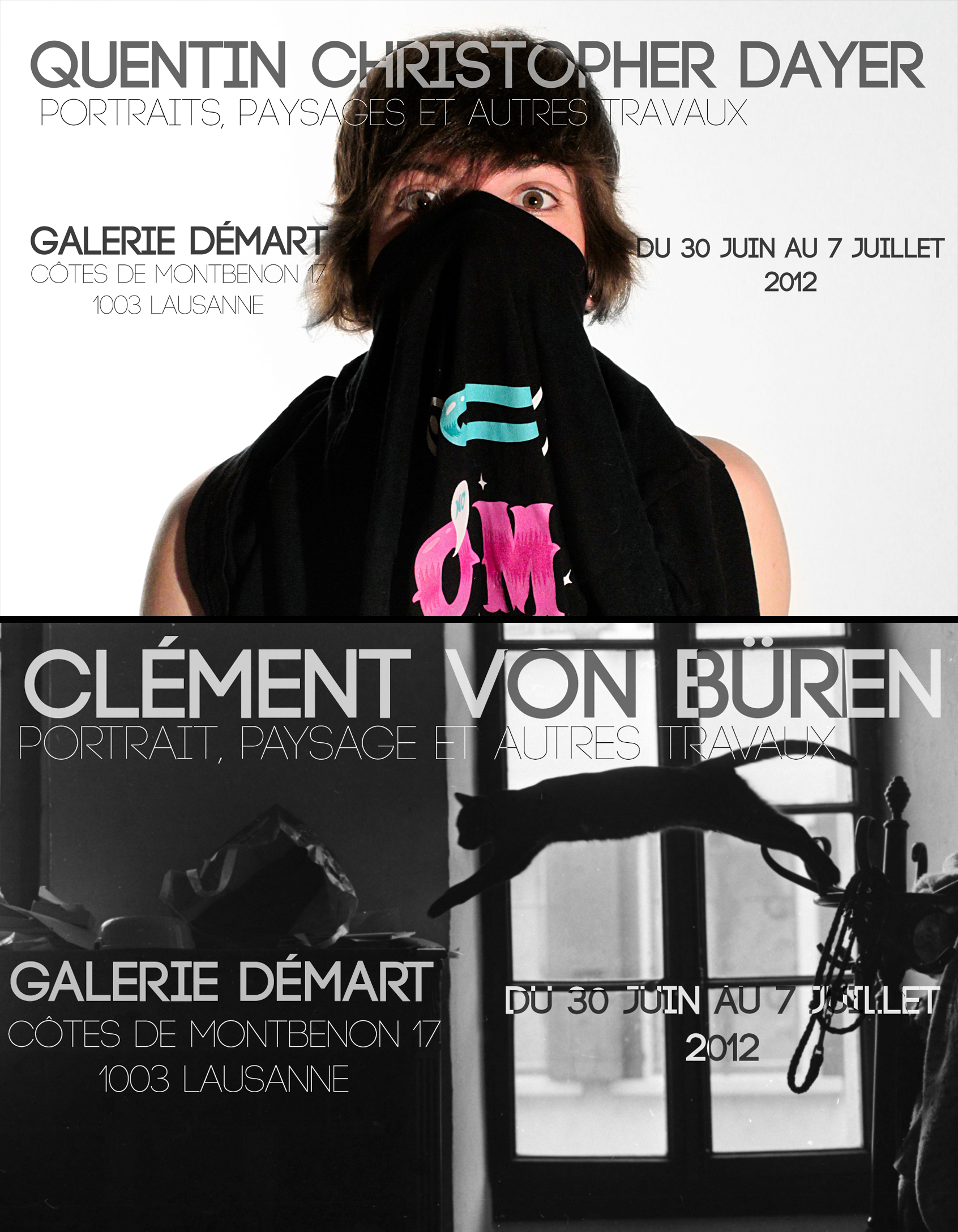 affiche expo de Quentin Christopher Dayer et Clément Von Büren: portraits, paysages et autres travaux