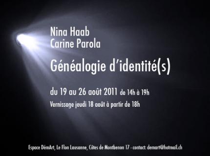 affiche &quot;généalogie d&#039;identité(s)&quot; de Nina Haab et Carine Parola